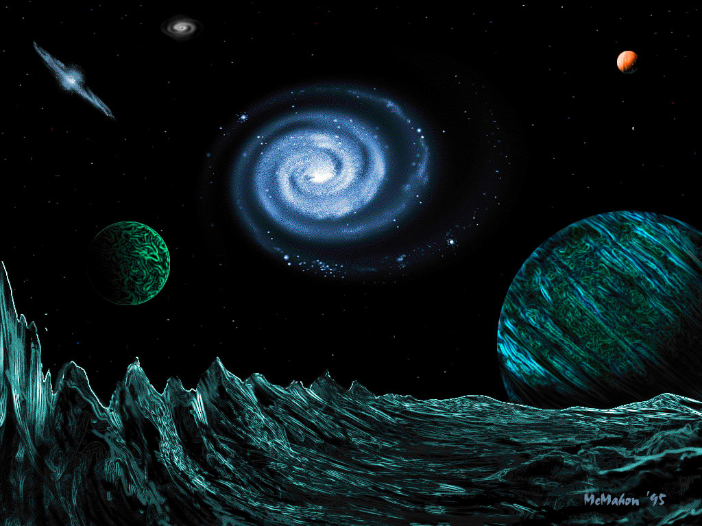 Original Digital Painting - Galaxy and planets